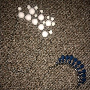 Chunky navy blue and white necklaces